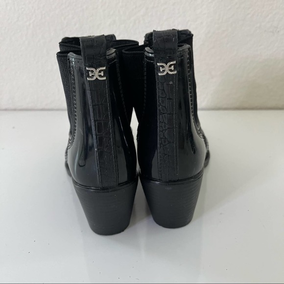 Sam Edelman Pointed Toe Western Bootie Rubber Rain Boot Size 6 Black - Picture 4 of 9